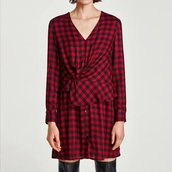 red tartan dress zara ZARA patterned bow tartan dress!, Women's Fashion, Dresses & Sets, Dresses on Carousell